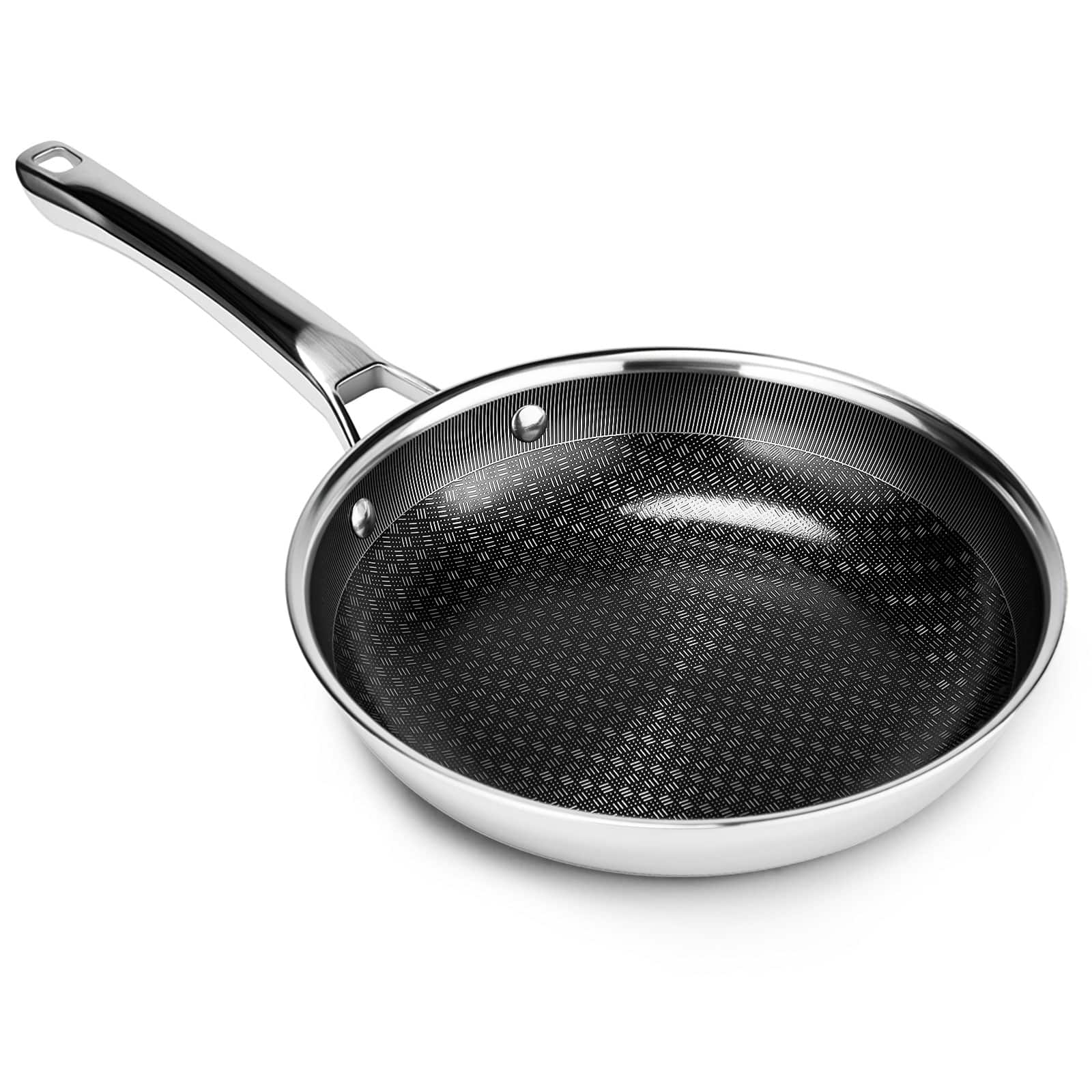 Winado - 10-Inch Nonstick Frying Pan, Tri-Ply Stainless Steel, All Cooktop Compatible - Silver