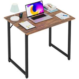 Stylel Star - PayLessHere | 32 Inch Computer Desk | Office Desk with Metal Frame, Adjustable Feet | Water-Resistant, Scratc - Brown