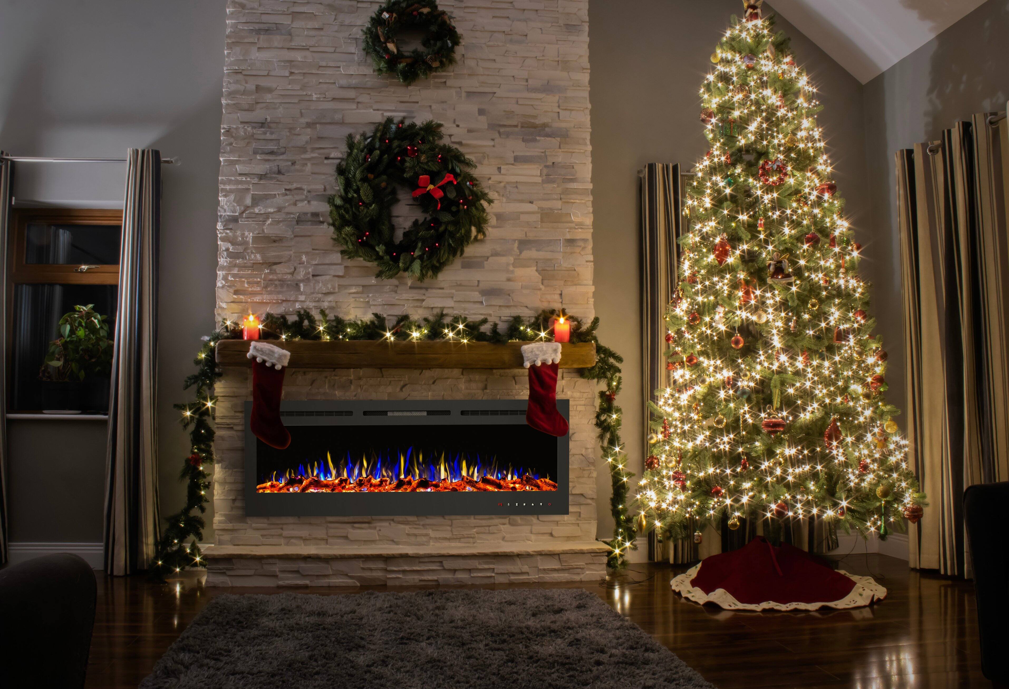 Alt View 6. Northwest - 72-Inch Wall Electric Fireplace, Black - Black.