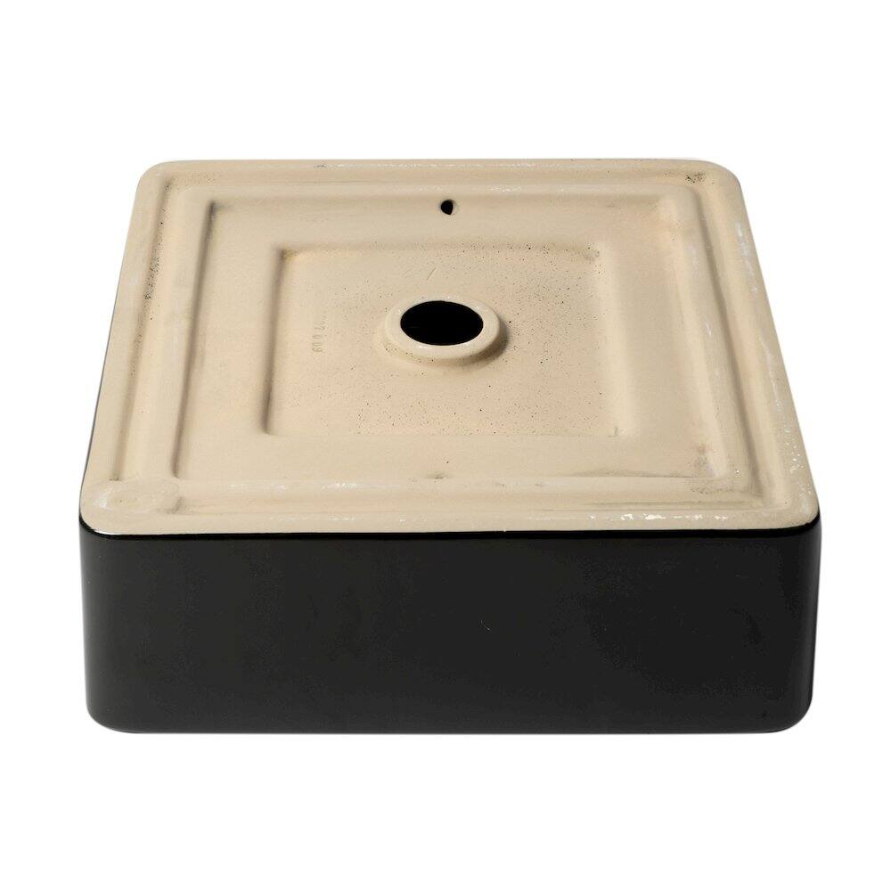 Left. Alfi - Black Matte 16" Modern Square Above Mount Ceramic Sink - Black.