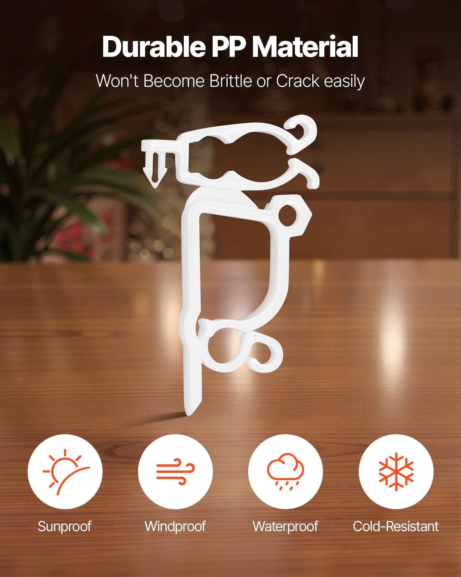 Durable PP Material  
Won't Become Brittle or Crack easily  

Sunproof  
Windproof  
Waterproof  
Cold-Resistant