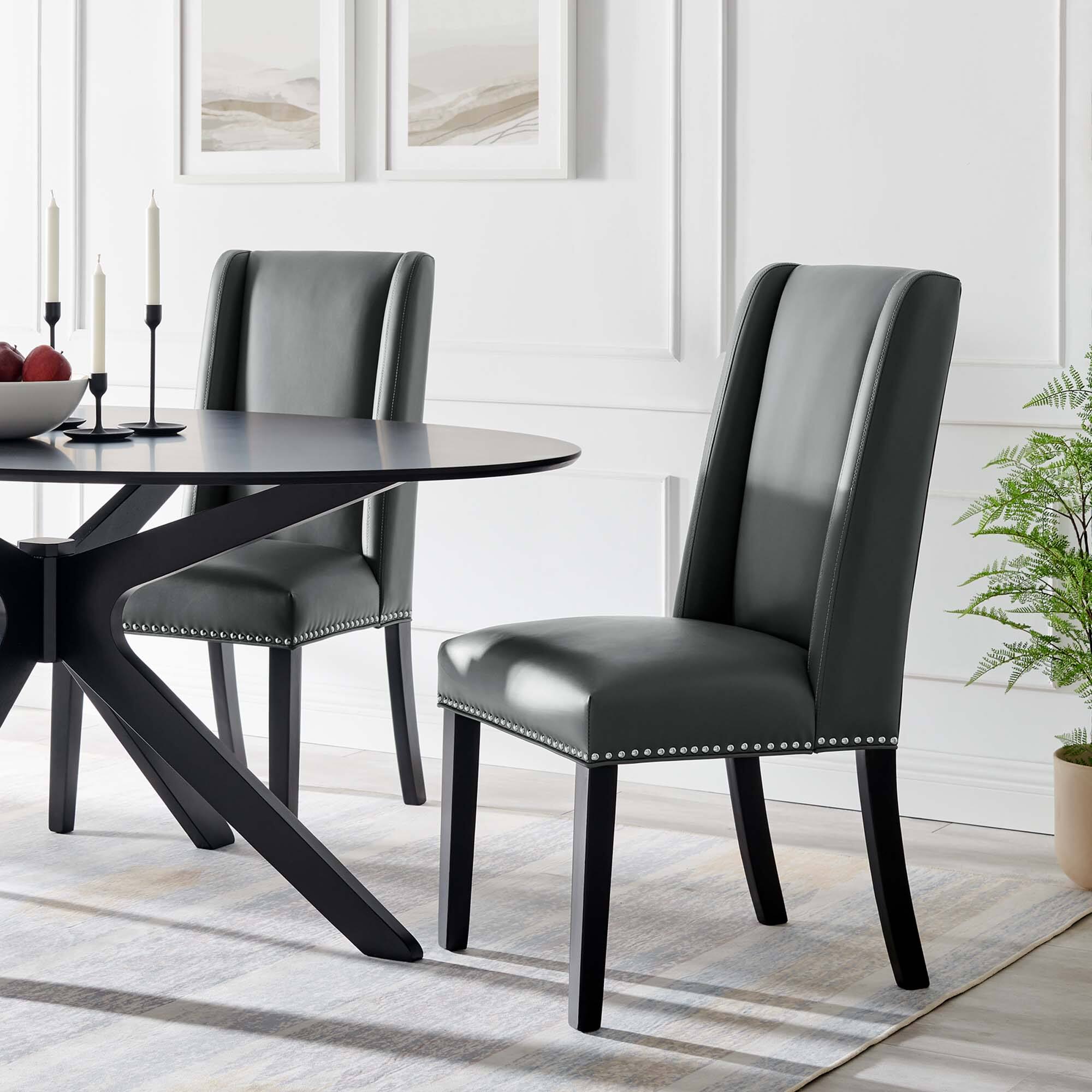 Back. Modway - Baron Vinyl Dining Chair Set of 2 by Modway - Gray.