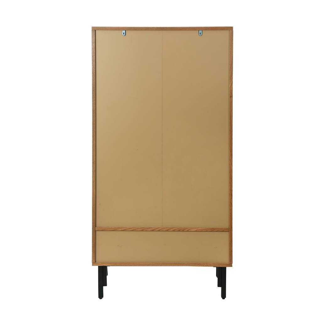 Alt View 7. Loheer - Loheer Tall Storage Cabinet with Drawer Wood Accent Sideboard for Living Room Hallway Freestanding Two Door Furniture - Ash Wood Grain.