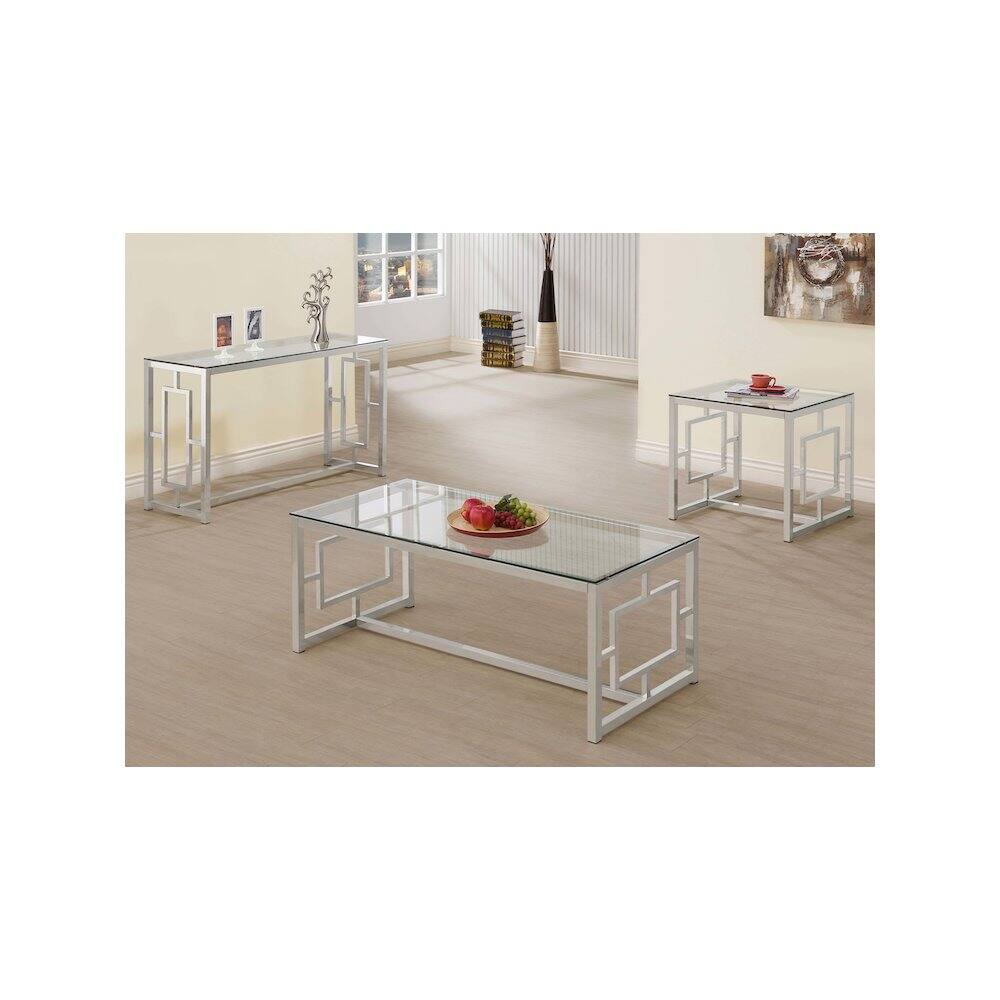 Coaster Co. of America Merced Rectangular Glass Top Coffee Table Nickel ...
