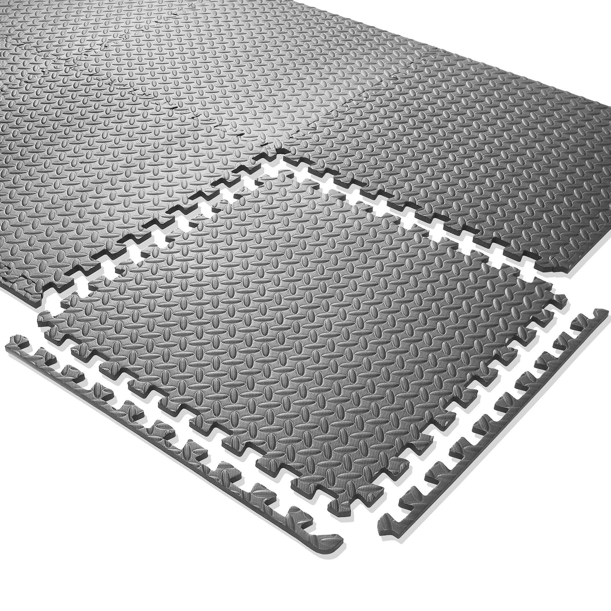 Alt View 3. Philosophy Gym - Exercise Flooring Mats - Foam Rubber Interlocking Puzzle Floor Tiles - Gray.