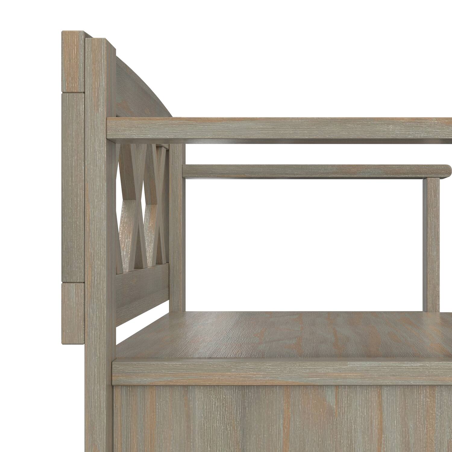 Alt View 8. Simpli Home - Amherst Solid Wood 36 inch Wide Transitional Entryway Storage Bench in Distressed Grey - Distressed Grey.