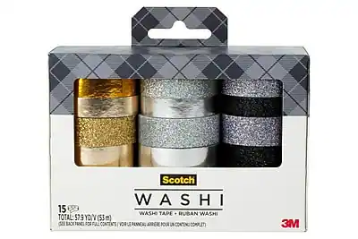 Scotch WASHI
WASHI TAPE - RUBAN WASHI
15 RUBANS
TOTAL: 57.9 YD (53 m)
Voir le panneau arrière pour le contenu complet / Check back panel for full contents
3M