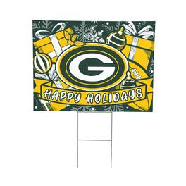 Evergreen Enterprises - Green Bay Packers 24" x 18" Happy Holidays Christmas Outdoor Staked Yard Sign - Multicolor