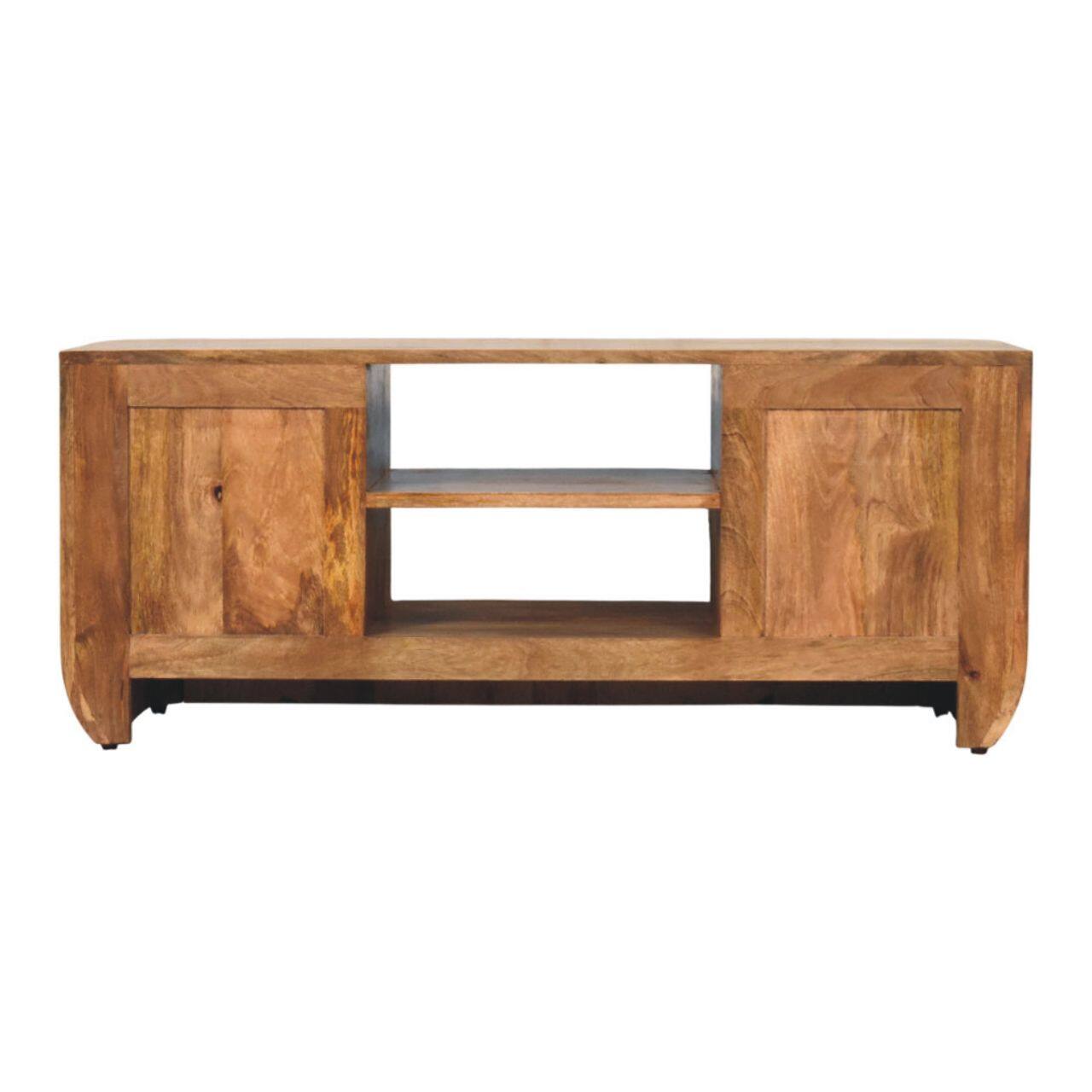 Back. Artisan Furniture - Artisan Furniture Solid Wood Fluted Media Console with Shelves - Brown.