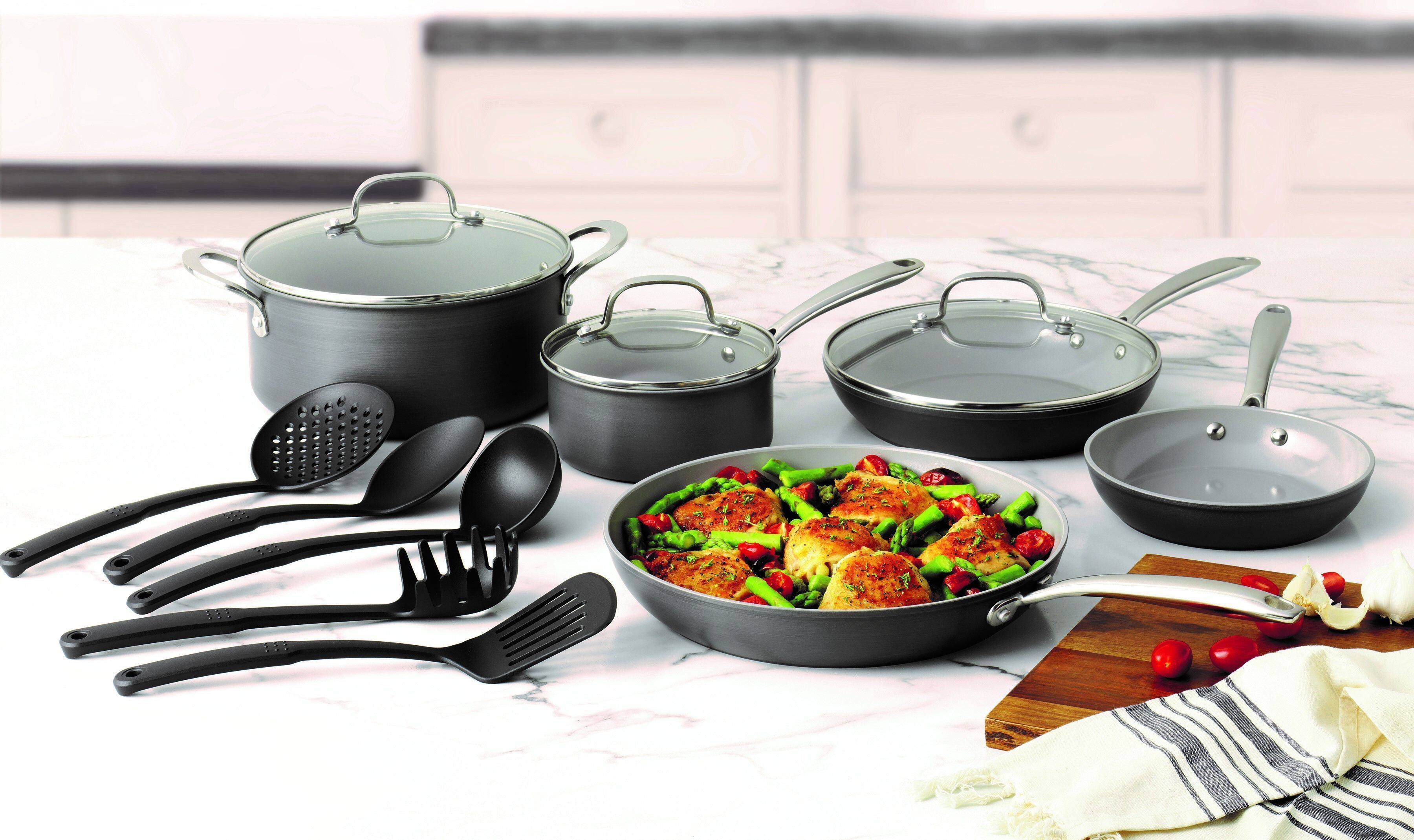 Alt View 2. Granitestone - Granitestone Pro Hard Anodized 13 Piece Nonstick Cookware Set with Utensils - Black.