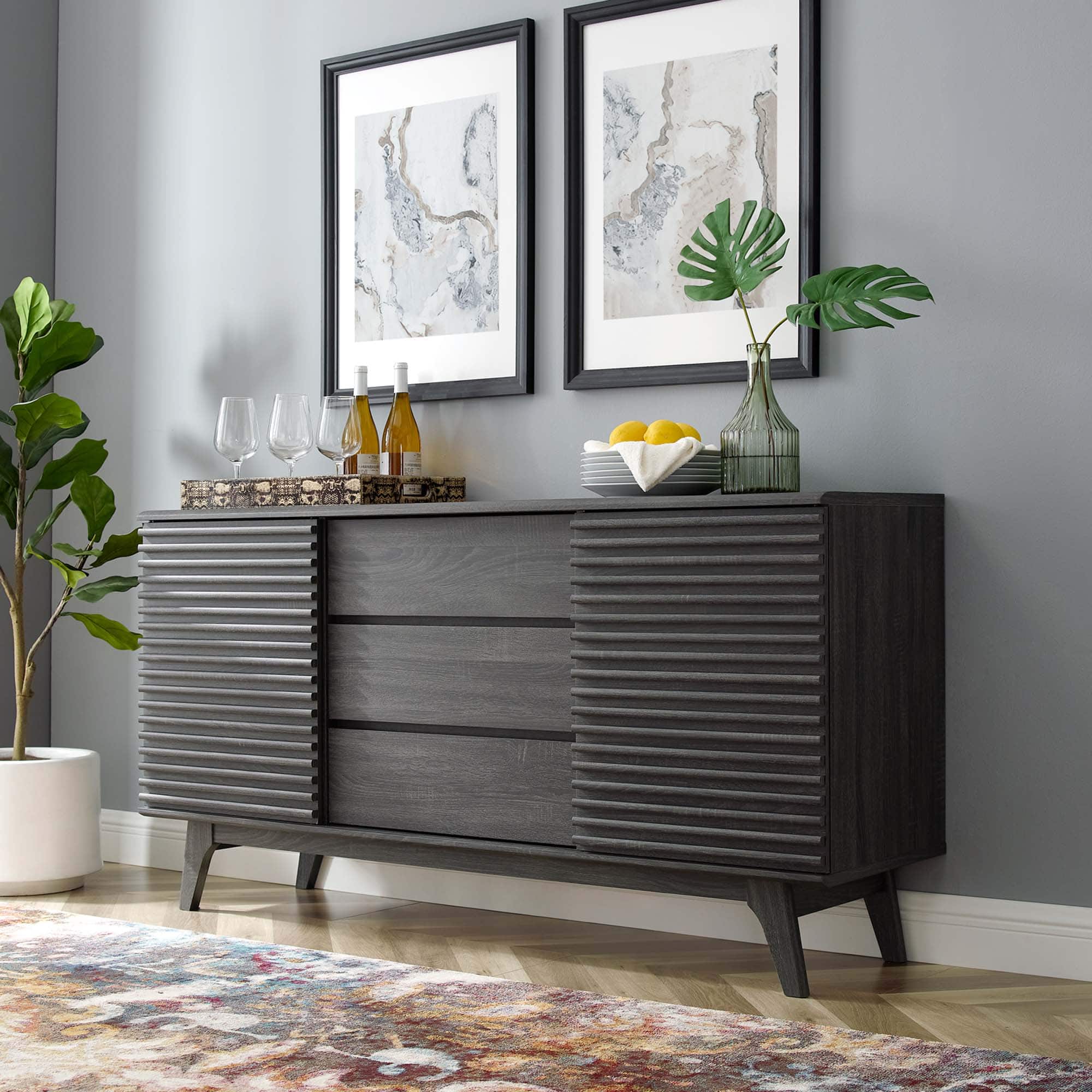 Render 63" Sideboard Buffet Table or TV Stand by Modway - Charcoal