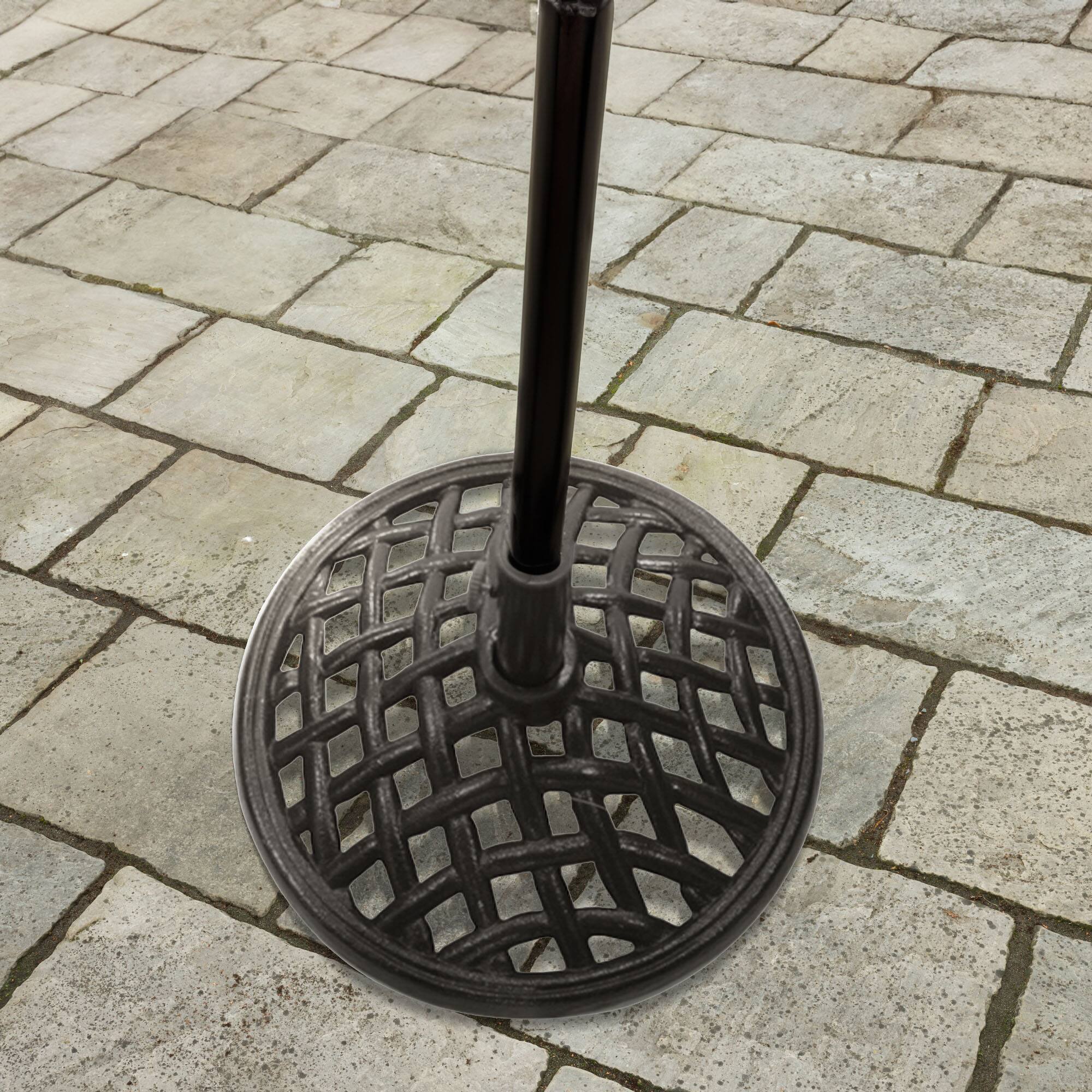 Alt View 3. Four Seasons Courtyard - Four Seasons Courtyard Canmore 19 Inch Cast Iron Patio Umbrella Base, Black - Black.