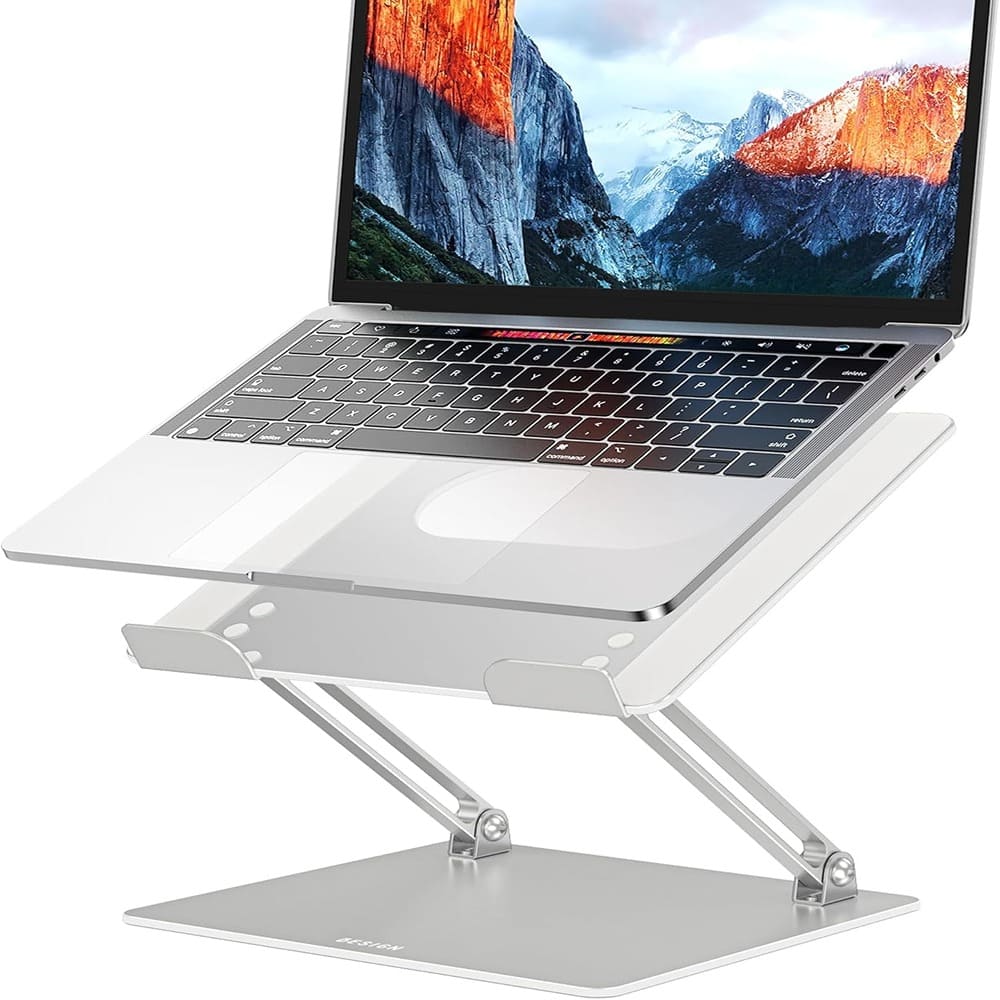 ACJPR - Aluminum Laptop Stand, Adjustable Ergonomic Riser, Silver, 10–14" Laptops - B-Silver
