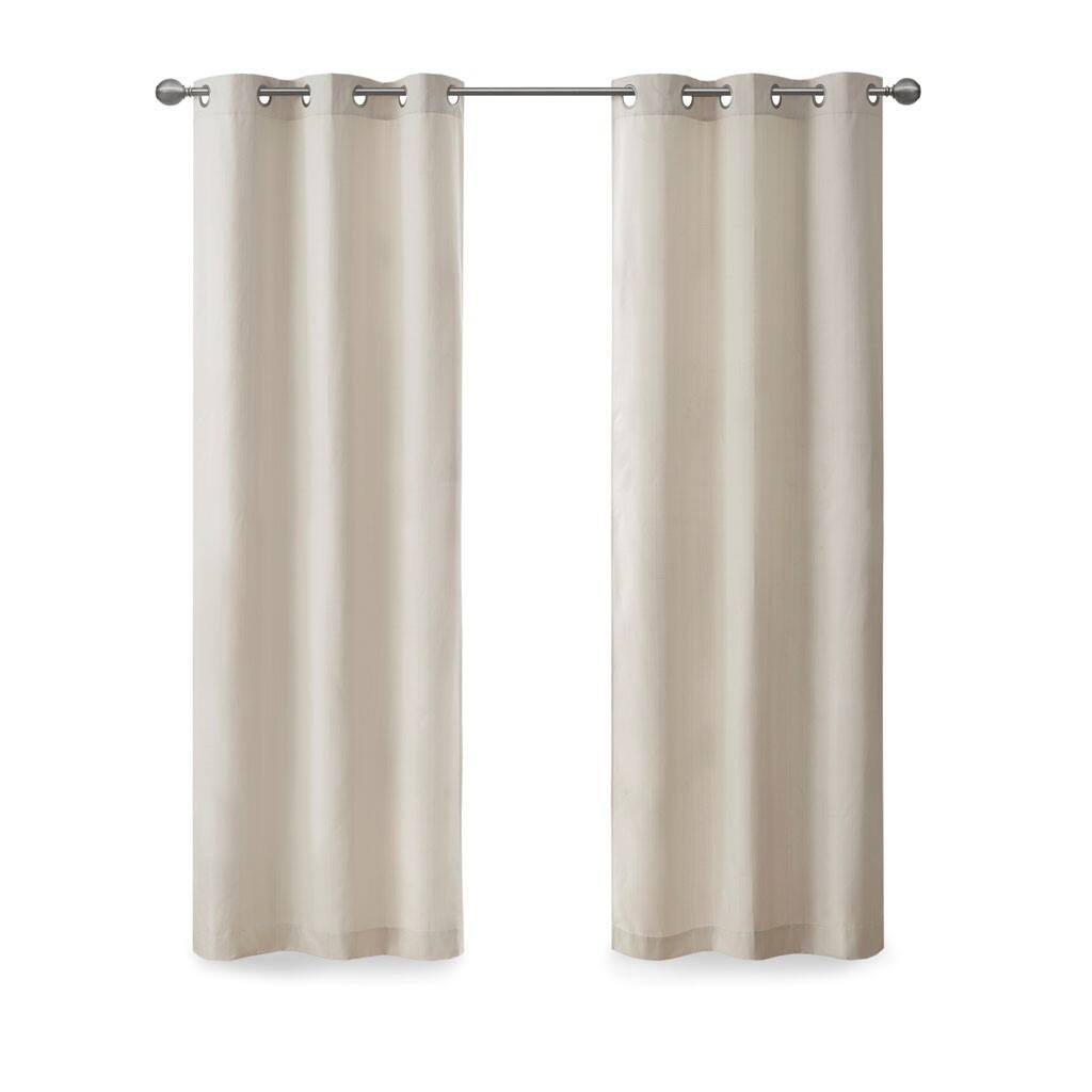 Left. BreeBe - Basketweave Room Darkening Curtain Panel Pair(2 Pcs Window Panels) - Ivory.