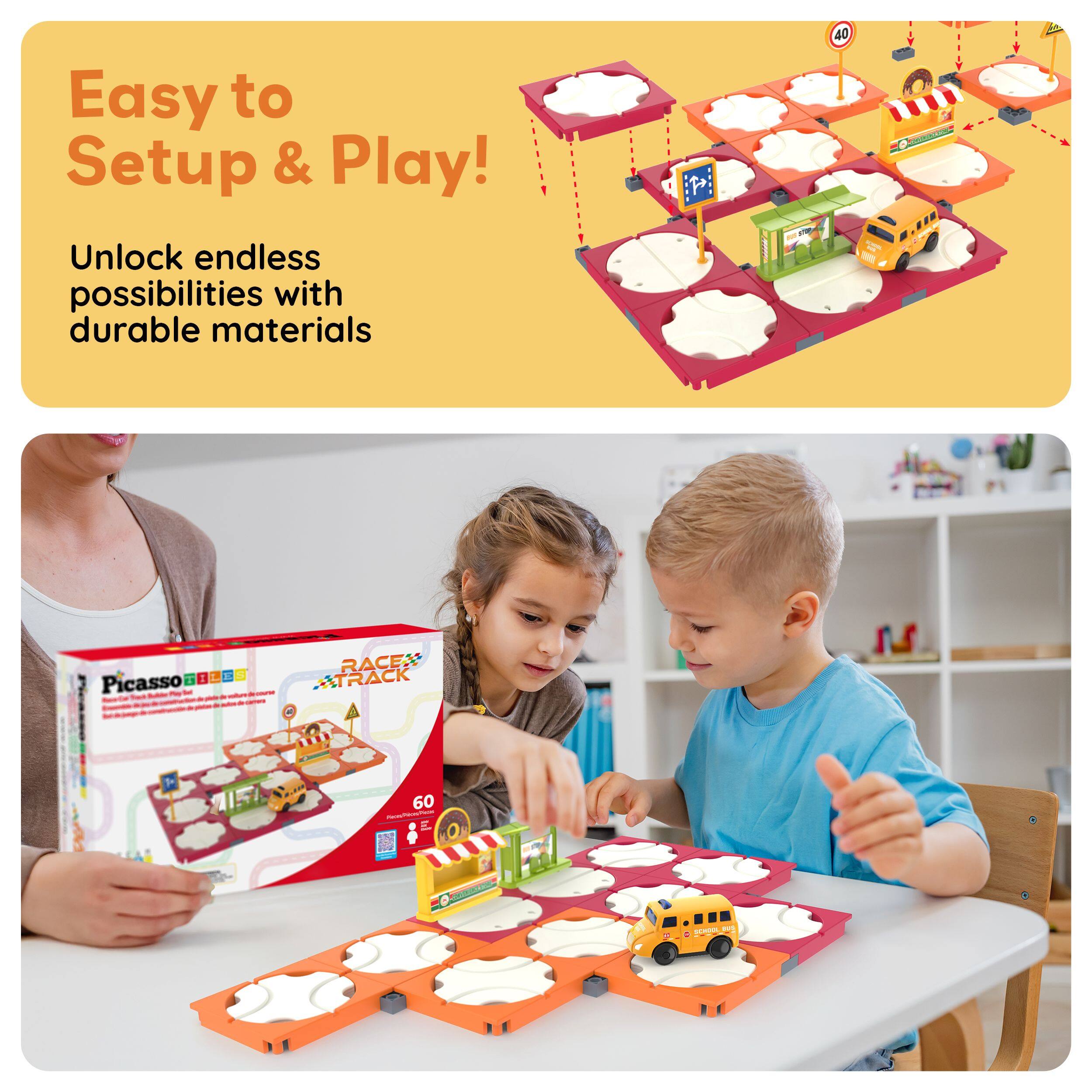 Easy to Setup & Play!  
Unlock endless possibilities with durable materials  

Picasso E  
RACE TRACK  
60