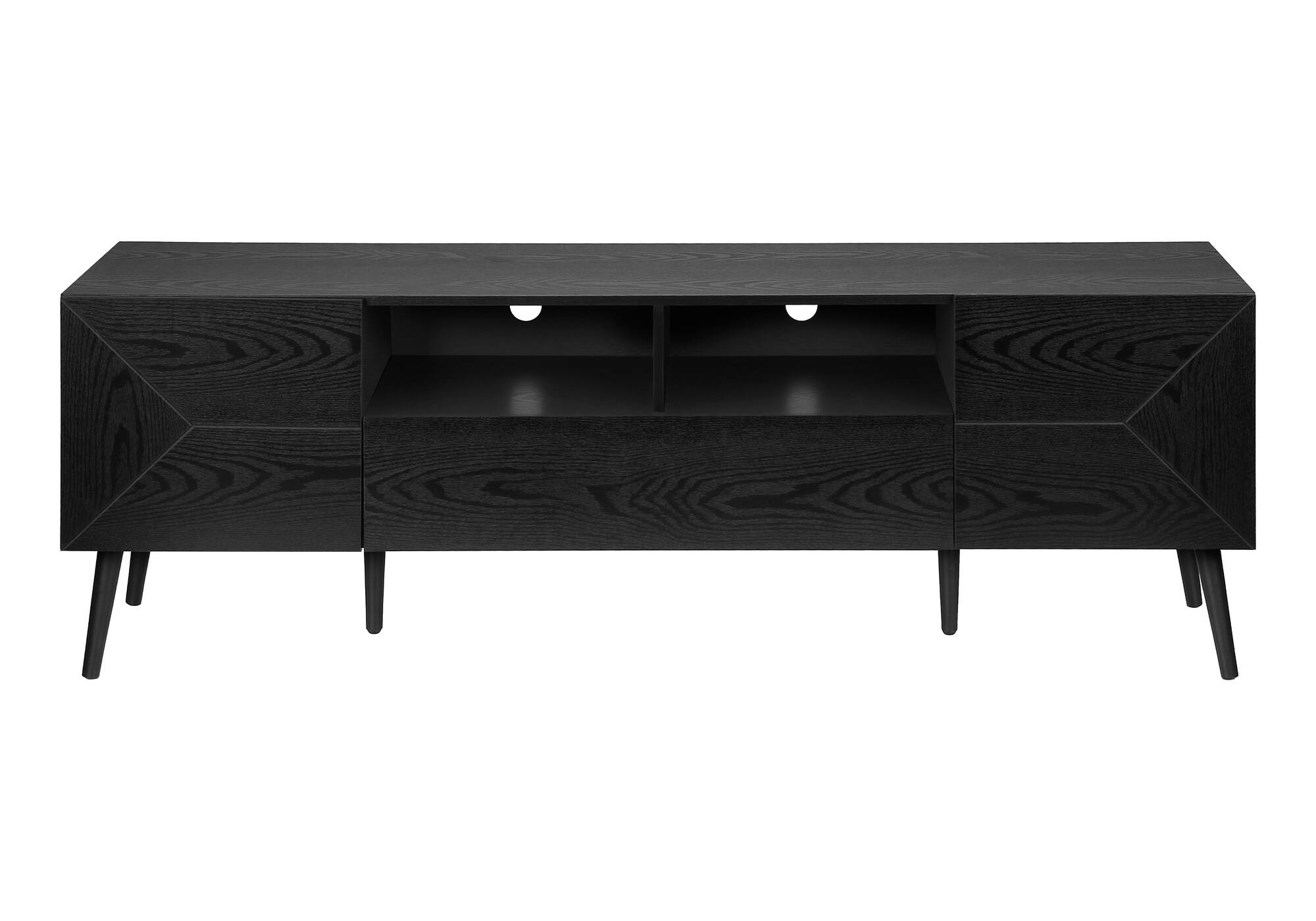 Alt View 6. Spaco - Spaco TV Stand for TVs Up to 80 Inch, 72” Mid Century Modern Media Console with 1 Drawer, Solid Wood Legs - Black.