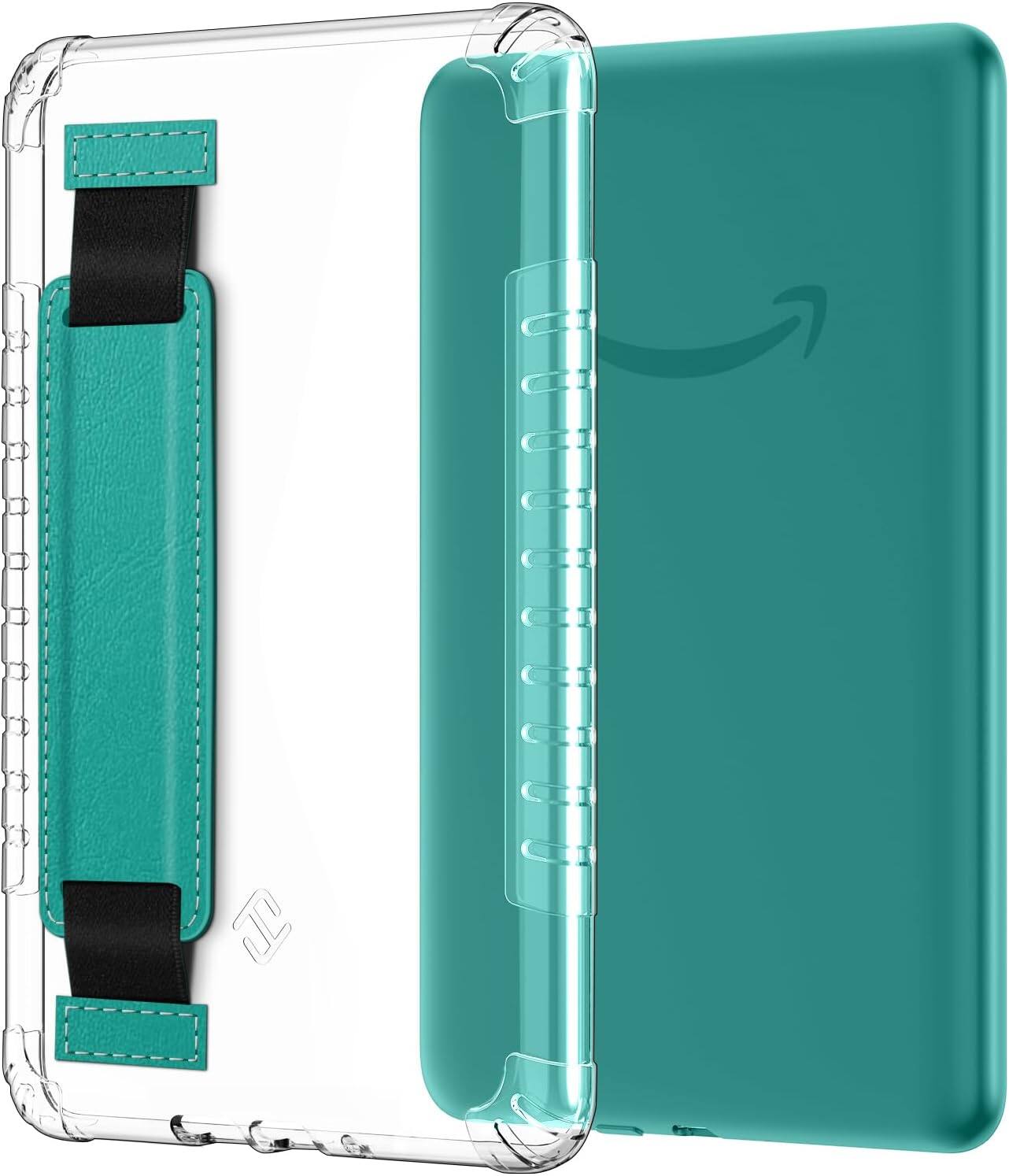 Front. Fintie - Clear TPU Case for 7" Kindle Paperwhite 12th Gen 2024 & Kindle Colorsoft Slim Light Thin Soft Flexible TPU Back Cover - Jade Hand Strap.