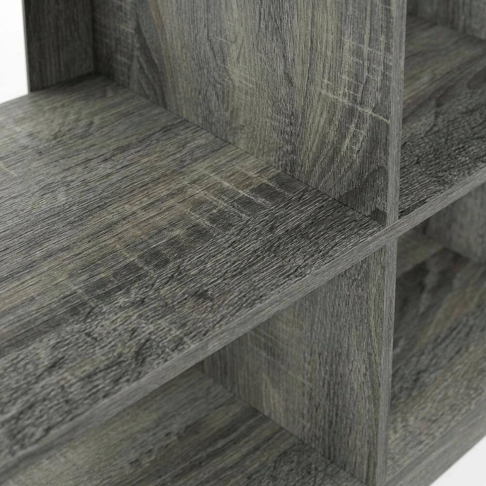 Alt View 4. FurniFact - Wooden TV stand, open shelves, storage compartments, French Oak Grey finish - Gray.