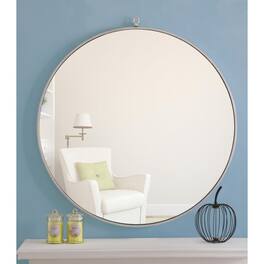 Elegant Decor - Metal frame Round Mirror with decorative hook 36 inch finish - Silver