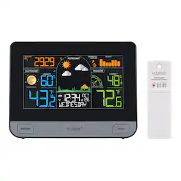 La Crosse Technology - Wireless Digital Color Weather Station with Atomic Time - Black/Silver