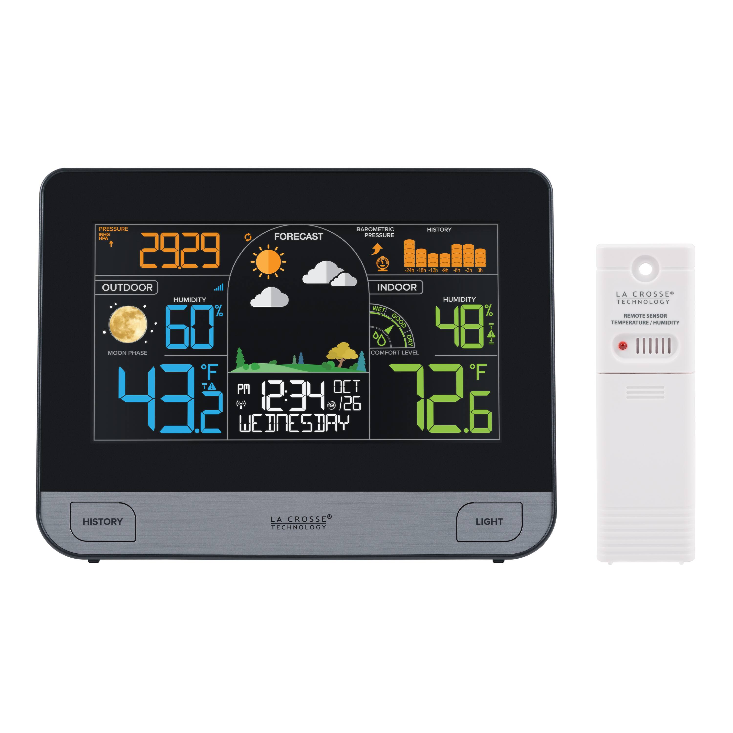 La Crosse Technology - Wireless Digital Color Weather Station with Atomic Time - Black/Silver