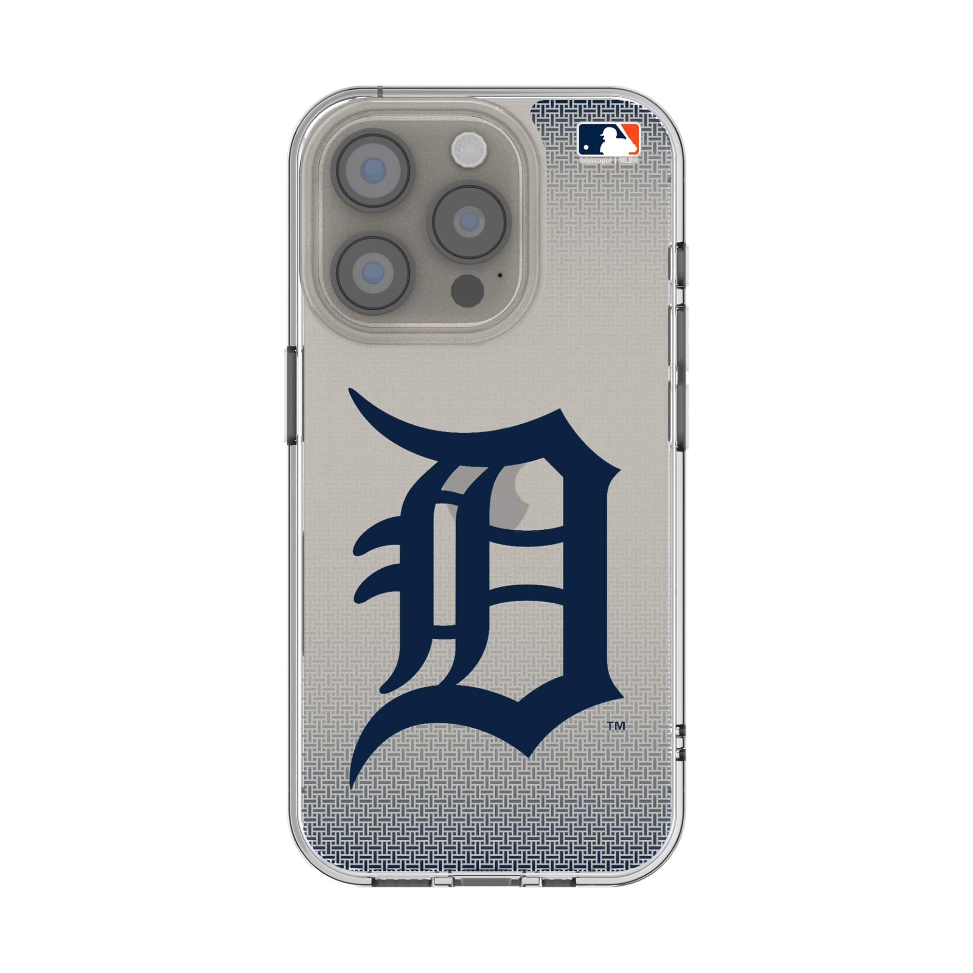 Front. Keyscaper - Detroit Tigers Linen Logo iPhone Clear Case - 16e - Multicolor.
