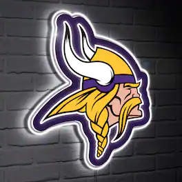 Evergreen Enterprises - Minnesota Vikings LED Team Logo Shaped Lighted Wall Sign - Multicolor