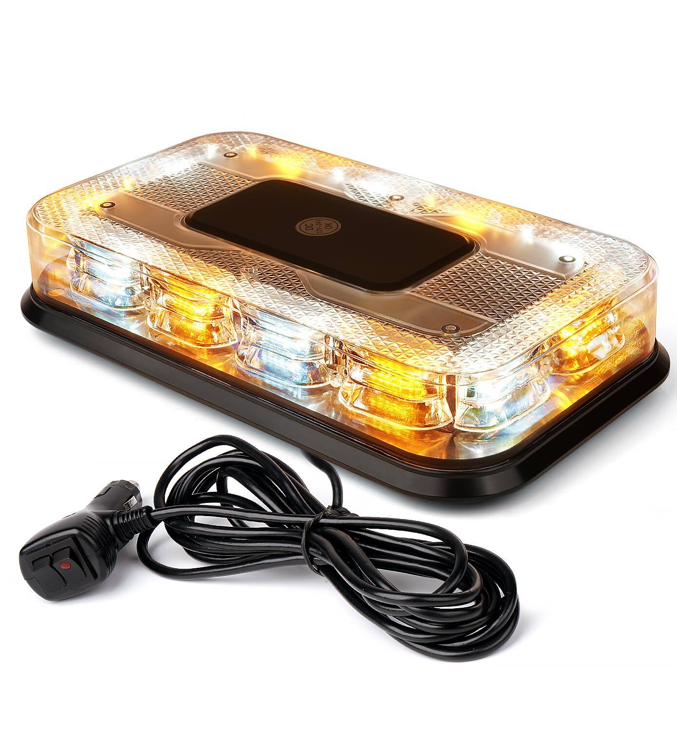 COTTAGE - rooftop strobe beacon light led magnetic emergency flashing warning caution mini lights bar construction snow - White Amber