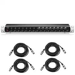 Midas - DN4888 Bus-Powered StageConnect Interface with 8x8 Analogue Input/Output, Bundle with 4x H&A Value Series 25' XLR