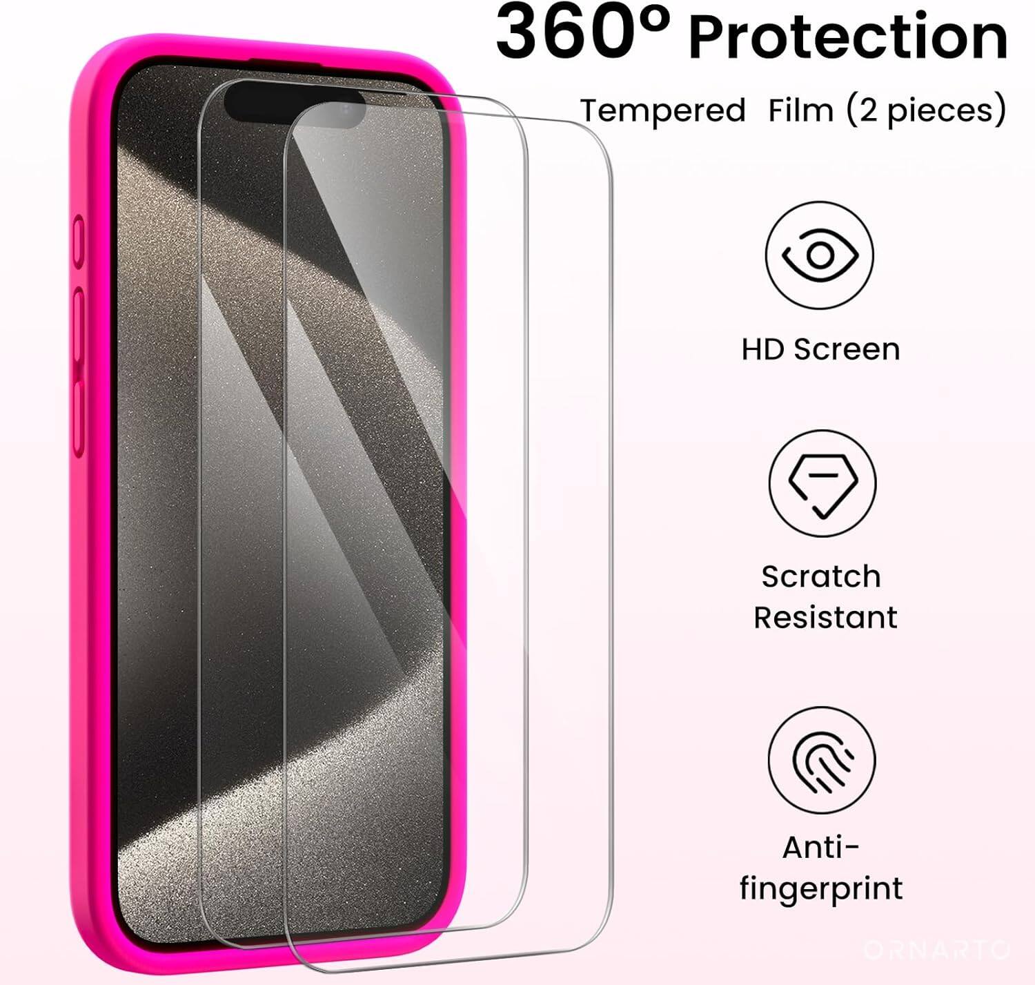 360° Protection Tempered Film (2 pieces) HD Screen Scratch Resistant Anti-fingerprint ORNARTO