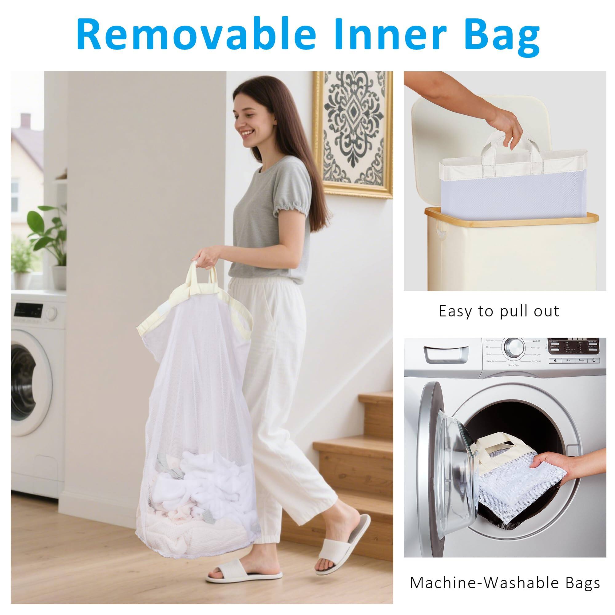 Removable Inner Bag

Easy to pull out

Machine-Washable Bags