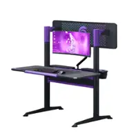 RSPGAME - G Series Ergonomic Gaming Desk with Monitor Stand - Black Purple - Front_Zoom