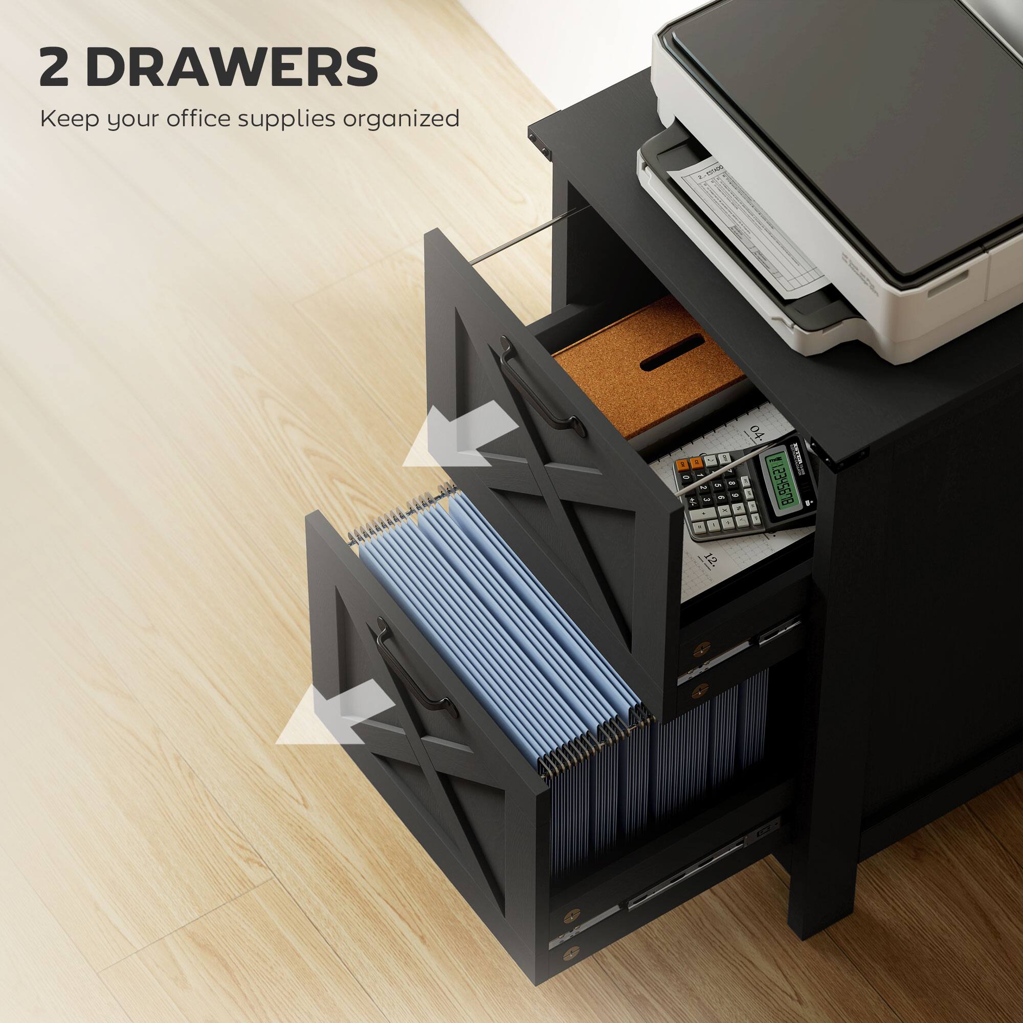2 DRAWERS  
Keep your office supplies organized