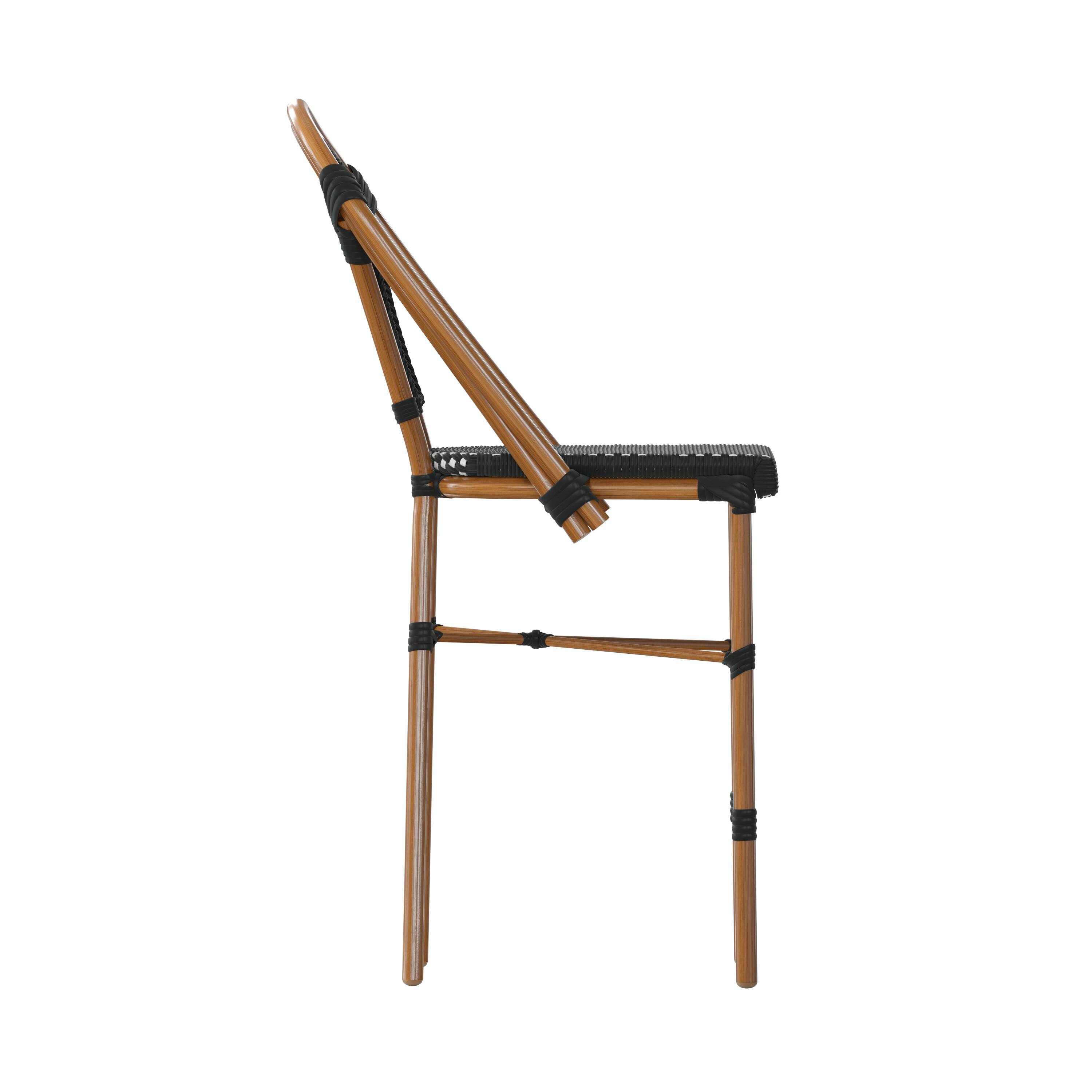 Left. Flash Furniture - Bordeaux Stackable Indoor/Outdoor Bistro 26" High Counter Height Stool, Commercial Grade, Black/White and Bamboo Finish - Black.