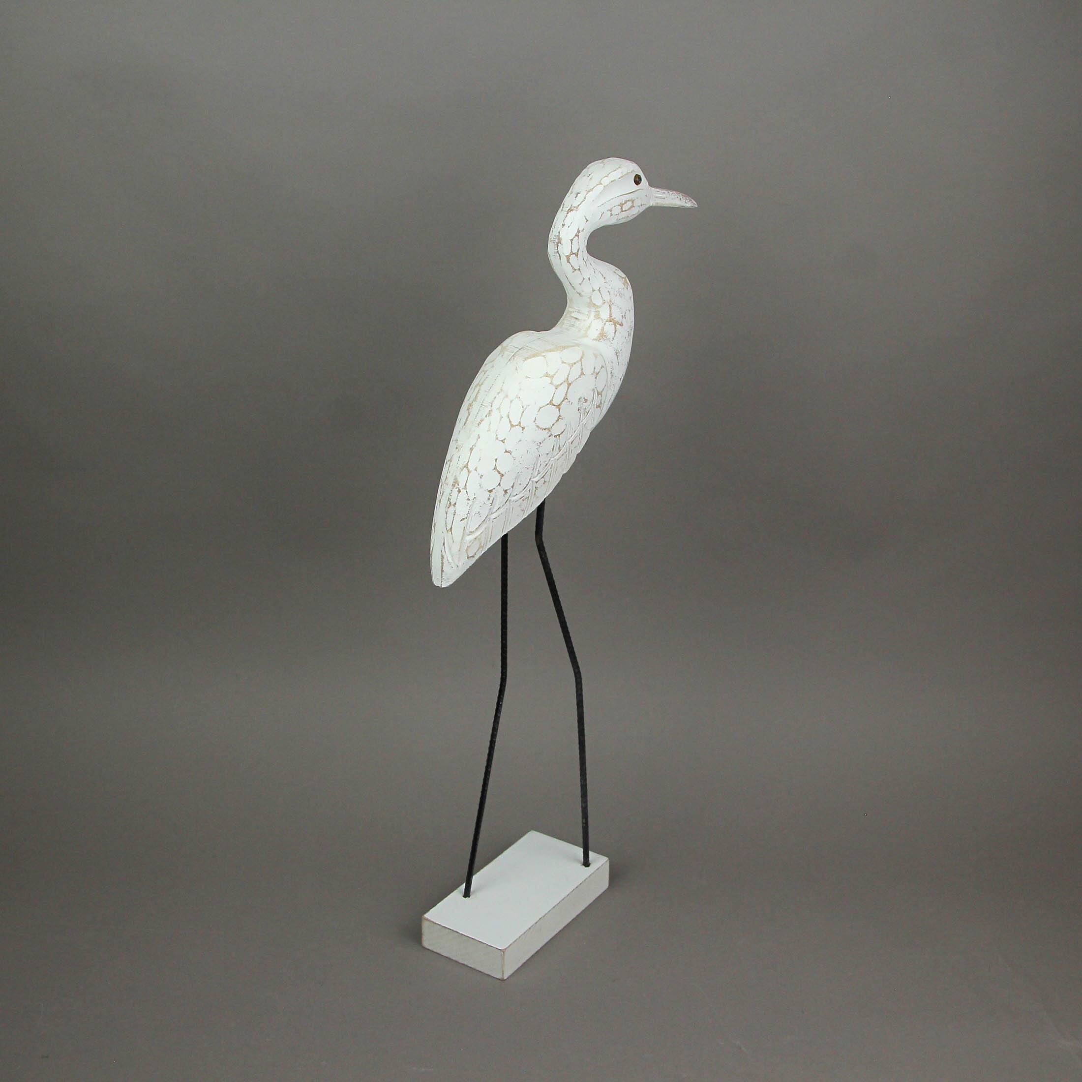 Alt View 5. J.D. Yeatts - Hand Carved Wood and Metal White Egret Bird Statue 21 Inches High Coastal Decor - White.