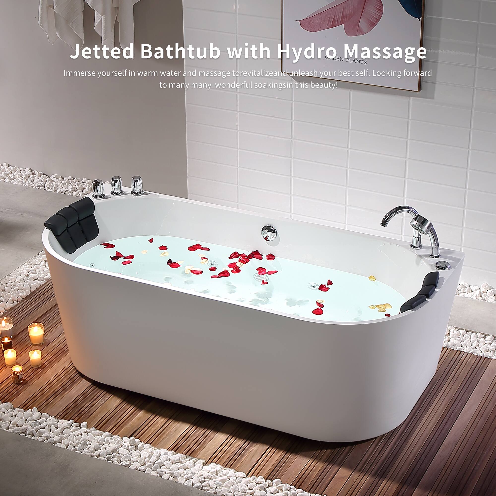 Jetted Bathtub with Hydro Massage

Immerse yourself in warm water and massage to revitalize and unleash your best self. Looking forward to many wonderful soakings in this beauty!