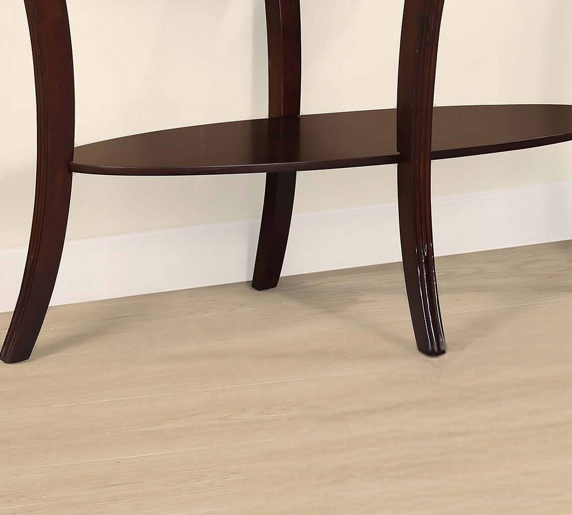 Alt View 2. TinyHomie - Console Table Espresso Dark Cherry Traditional 1pc Sofa Table w 5mm Tempered Glass Under-Table Shelf Storage Living Room - Espresso.