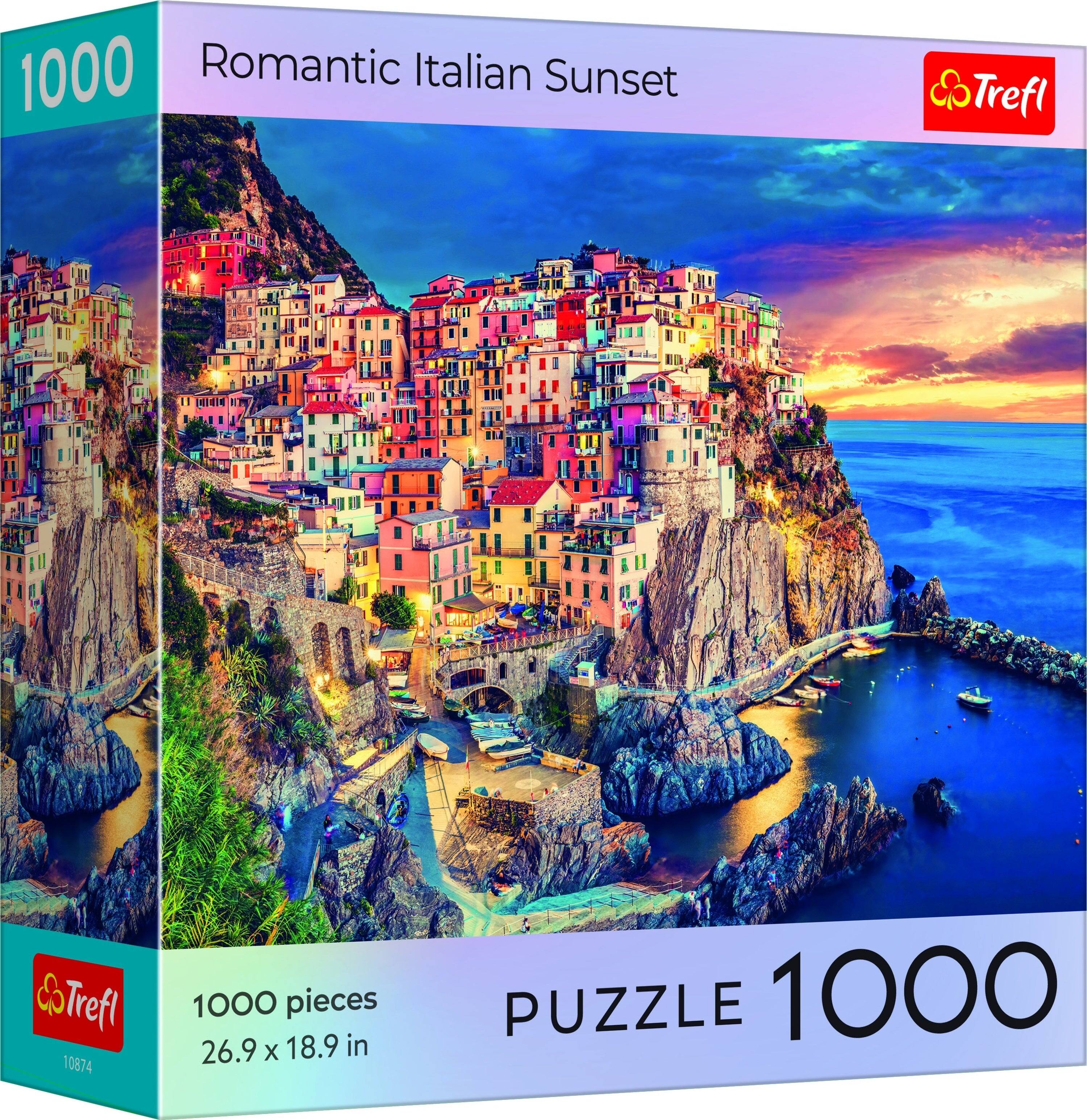 1000 Romantic Italian Sunset  
Trefl  
1000 pieces  
26.9 x 18.9 in  
PUZZLE 1000