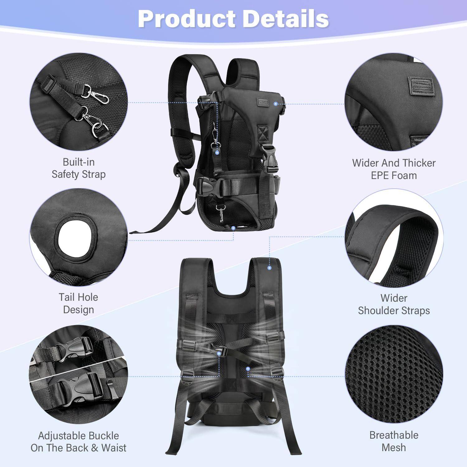 Product Details

- Built-in Safety Strap
- Wider And Thicker EPE Foam
- Tail Hole Design
- Wider Shoulder Straps
- Adjustable Buckle On The Back & Waist
- Breathable Mesh