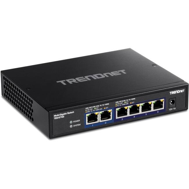 Trendnet - 6-Port 10G Switch, 4 x 2.5G RJ-45 Base-T Ports, TEG-S762, 2 x 10G RJ-45 Ports, 60Gbps Switching Capacity, Wall - Unknown