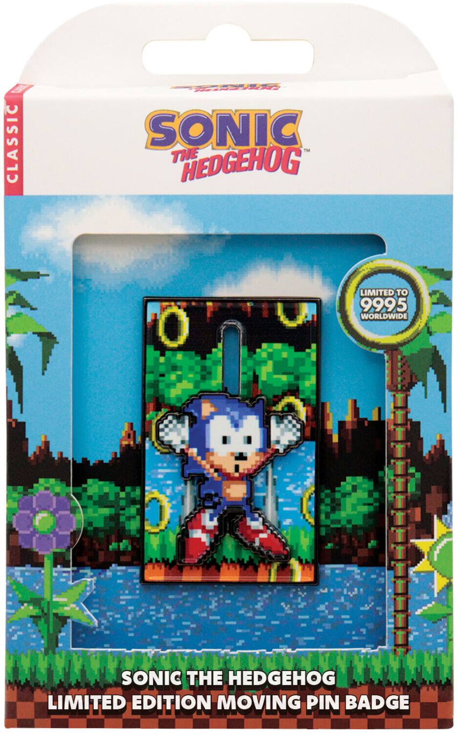 B CLASSIC SONIC THE HEDGEHOG LIMITED TO 9995 WORLDWIDE SONIC THE HEDGEHOG LIMITED EDITION MOVING PIN BADGE