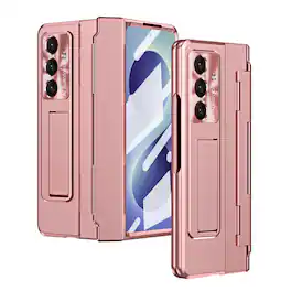 Dteck - Rugged Case for Samsung Galaxy Z Fold8 Ultra with Hinge Protection,Bulit in Screen Protector,Shockproof Hard PC Cover - Rosegold