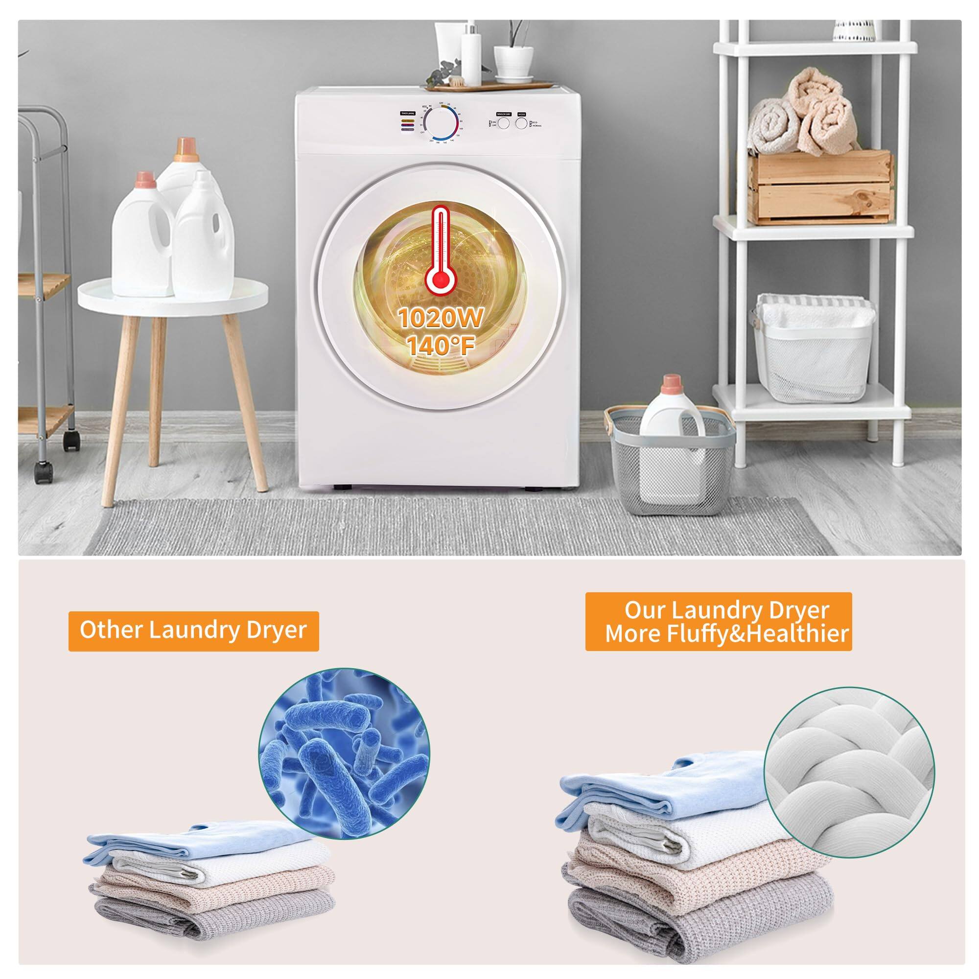 1020W 140°F

Other Laundry Dryer

Our Laundry Dryer
More Fluffy & Healthier