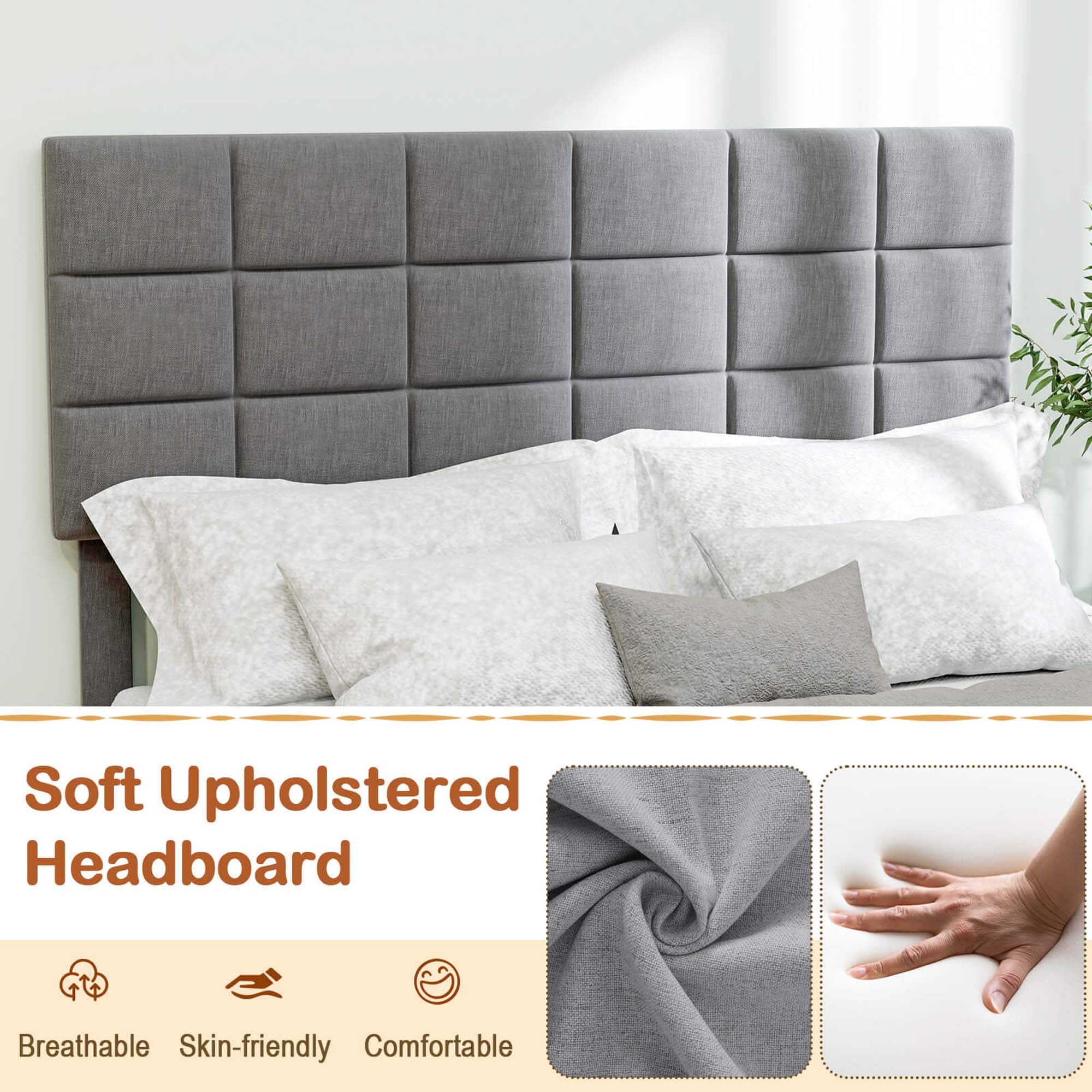 Soft Upholstered Headboard: Breathable, Skin-friendly, Comfortable