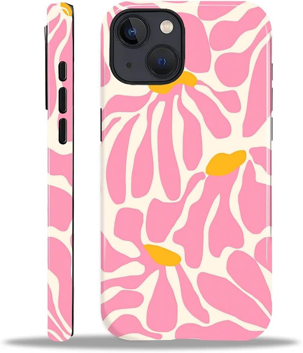 BUBM - Smartphone Case for iPhone - 2-Layer Durable Smartphone Protection Case - A-Matisse Pink Flower - A-Matisse Pink Flower for iPhone 14