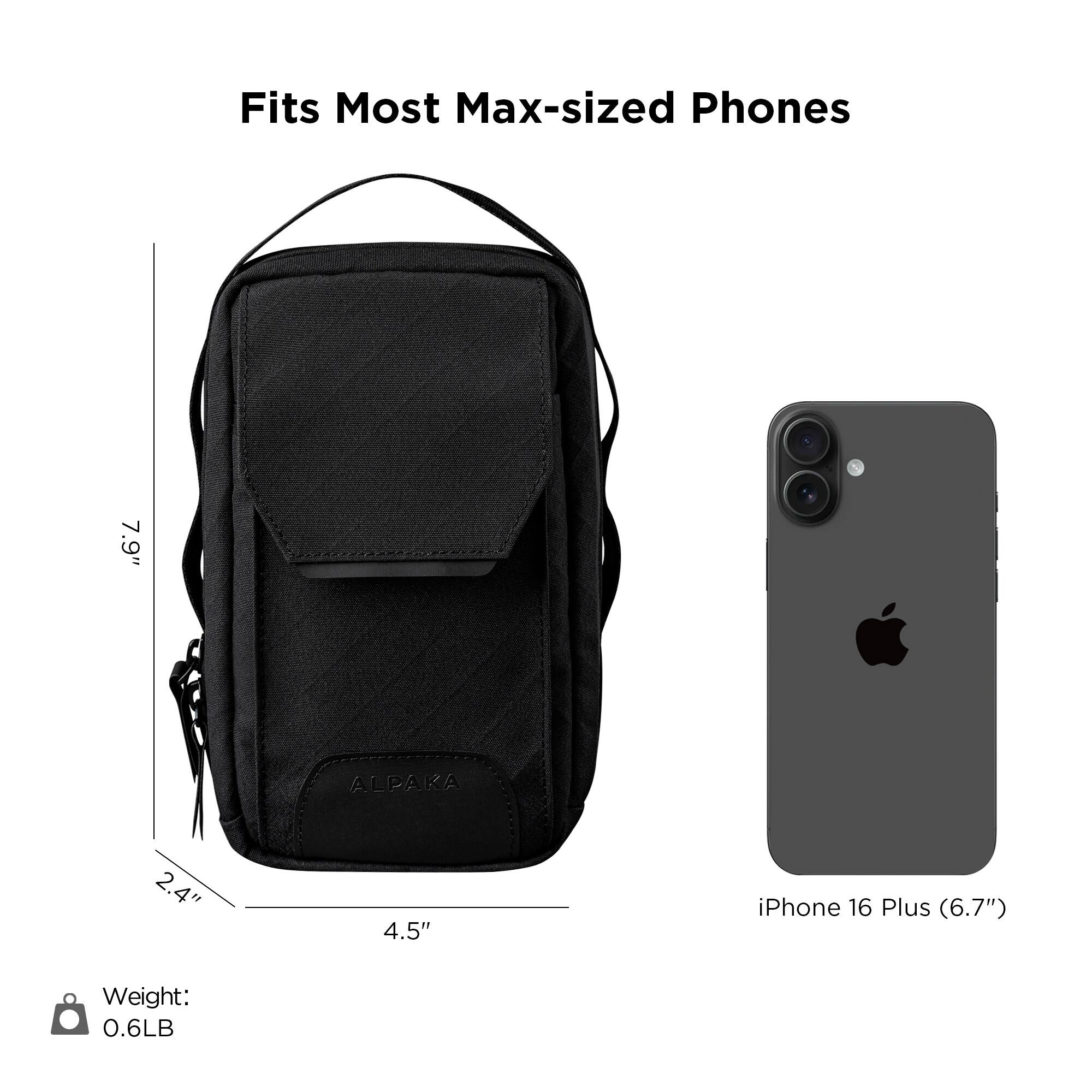Fits Most Max-sized Phones

7.9" ALPAKA 2.4" 4.5" iPhone 16 Plus (6.7")

Weight: 0.6LB