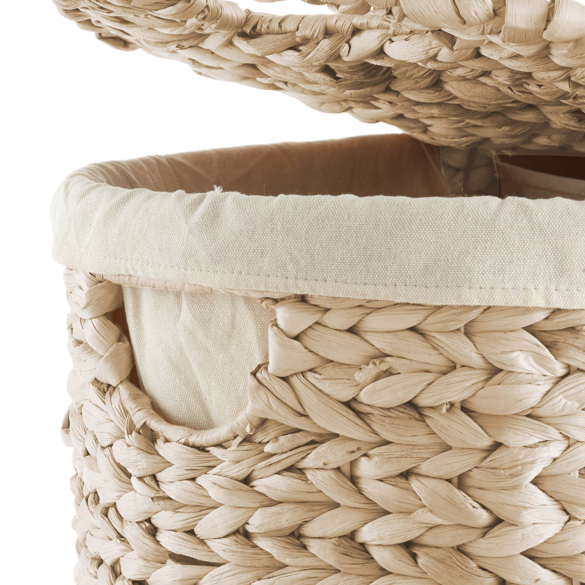 Alt View 5. Casafield - 2-Section Oval Laundry Hamper Basket w Lids and Liner Bags for Clothes - Whitewash.