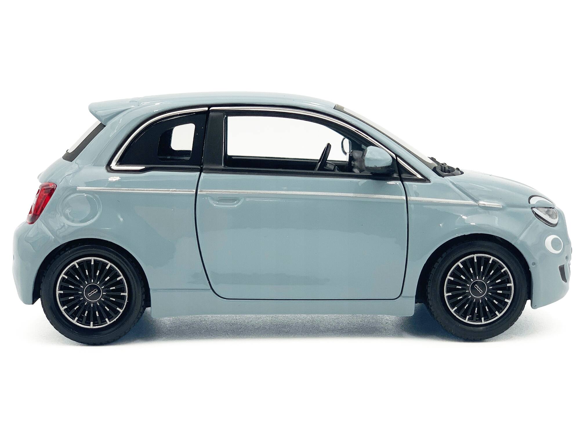 Alt View 2. Bburago - 2023 Fiat 500e Light Blue 1/24 Diecast Model Car by Bburago.