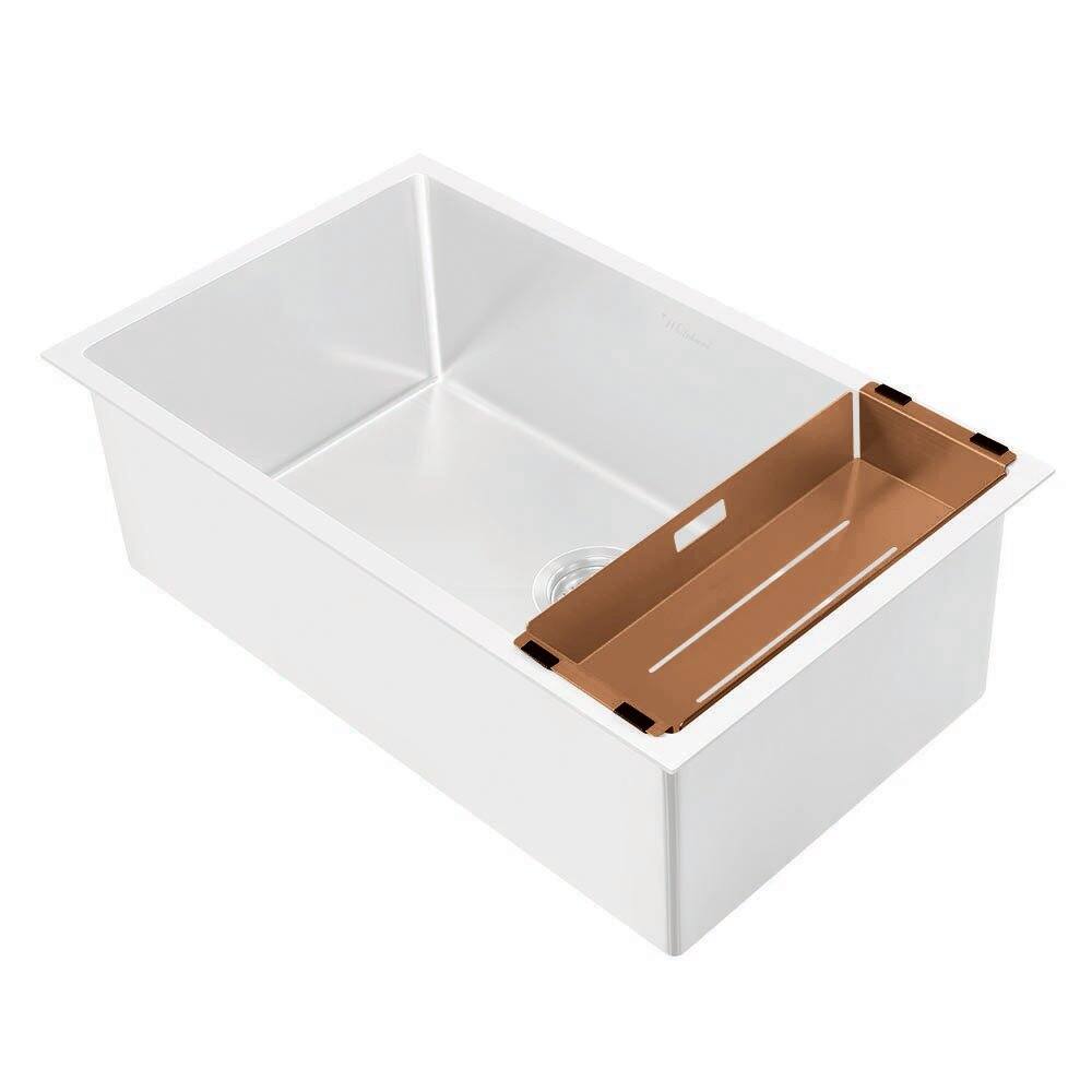 Left. Whitehaus - Noah Plus Stainless Steel Sink Colander - Brown.