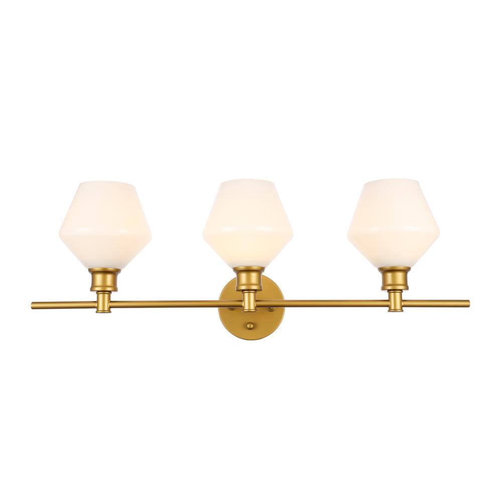 Alt View 10. Living District - Gene 3 light Brass and Frosted white glass Wall sconce - Brass And Frosted White Glass.